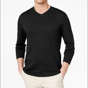 Tasso Elba Supima V-neck Long Sleeve Tee